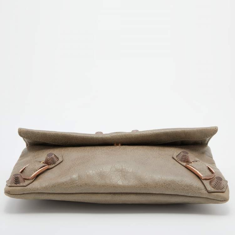 Pre Owned Balenciaga Grey Leather Giant 21 Classic Envelope Clutch
