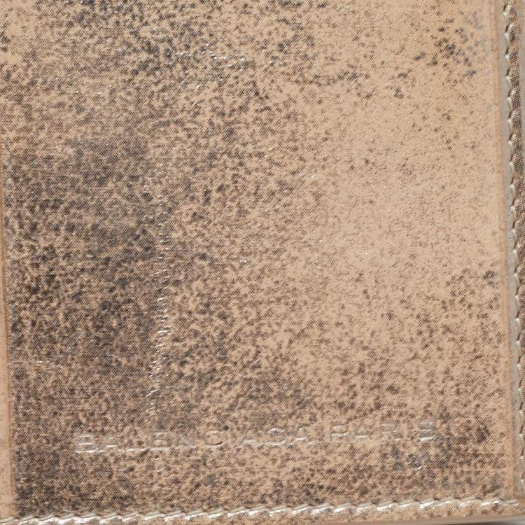 Pre Owned Balenciaga Beige/Silver Shimmer Leather Milkyway Papier Flap Wallet