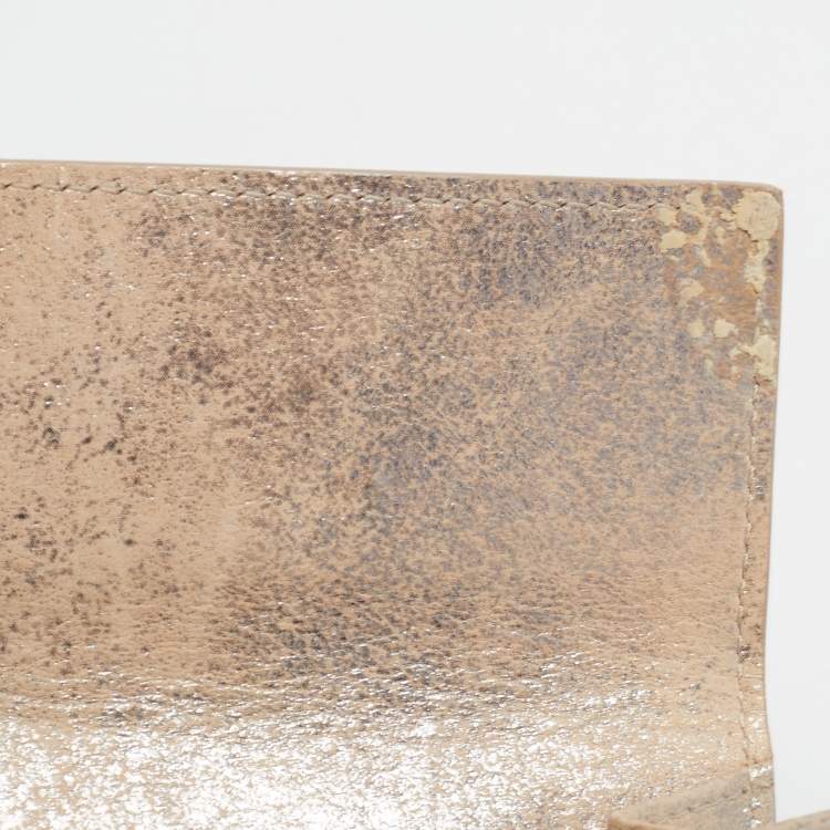 Pre Owned Balenciaga Beige/Silver Shimmer Leather Milkyway Papier Flap Wallet