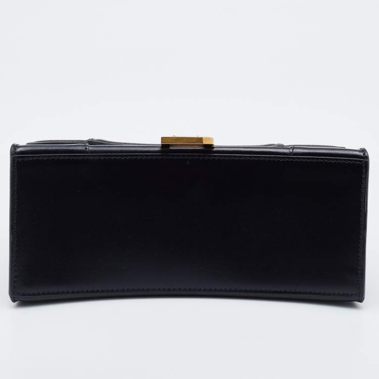 Pre Owned Balenciaga Black Leather Small Hourglass Box Top Handle Bag
