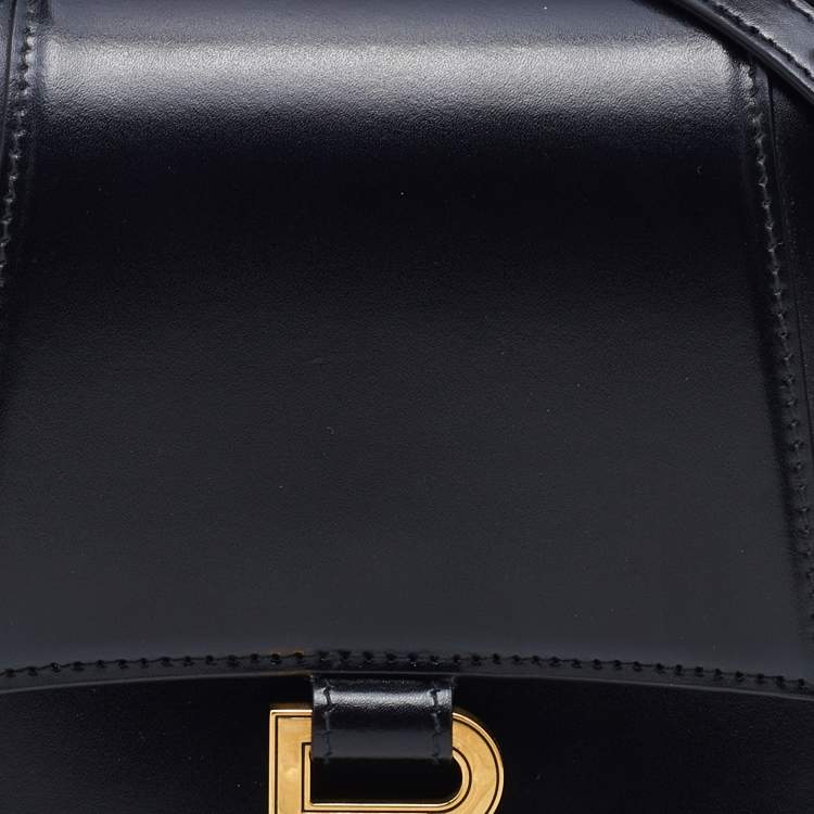 Pre Owned Balenciaga Black Leather Small Hourglass Box Top Handle Bag