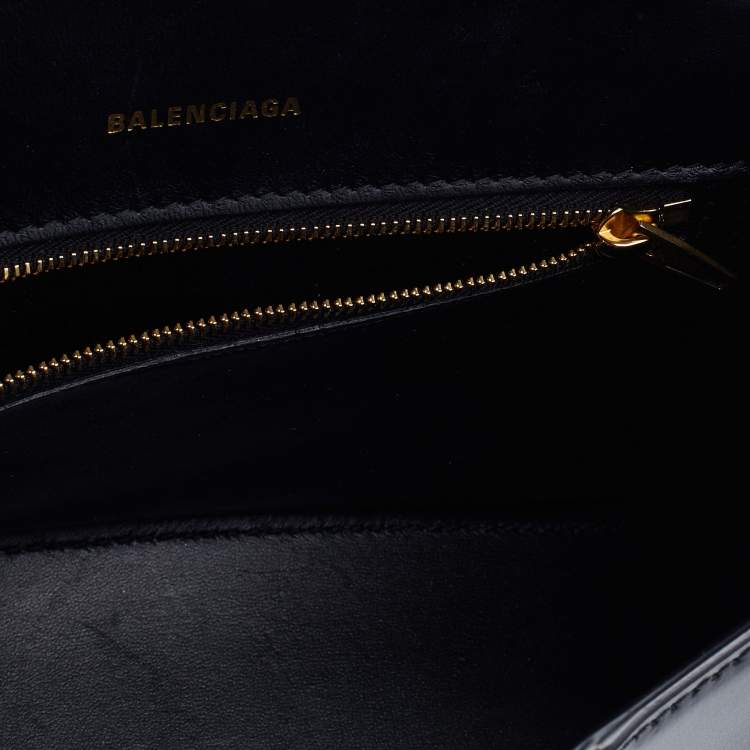 Pre Owned Balenciaga Black Leather Small Hourglass Box Top Handle Bag