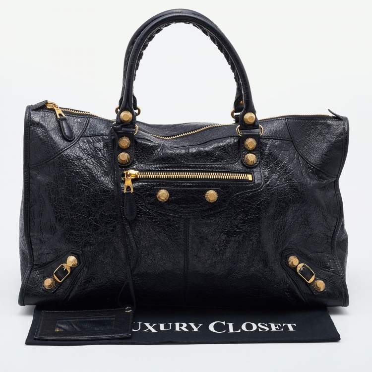 Pre Owned Balenciaga Black Leather RH Work Tote