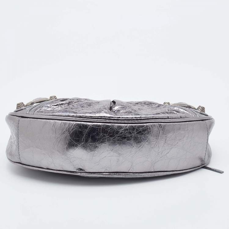 Pre Owned Balenciaga Silver Leather XS Le Cagole Chain Shoulder Bag