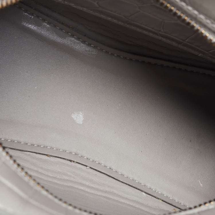 Pre Owned Balenciaga Grey Croc Embossed Leather Mini Neo Classic Bag