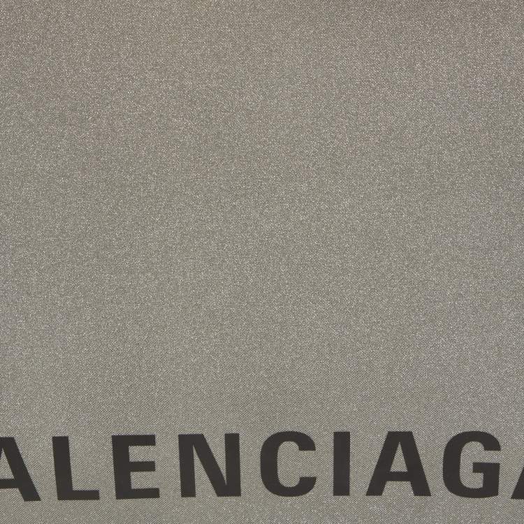 Pre Owned Balenciaga Grey Glitter Leather Ville Wristlet Pouch