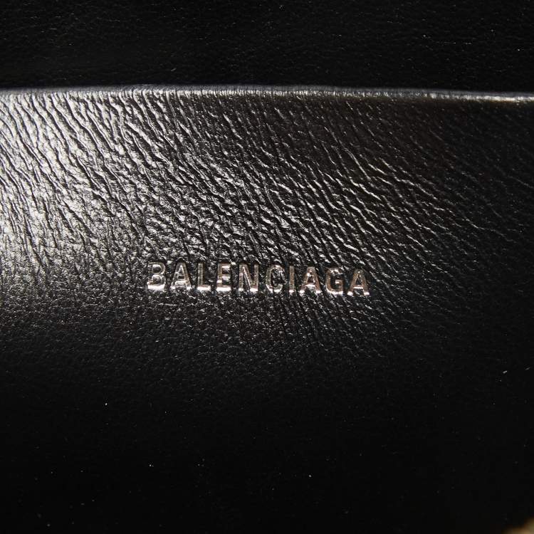 Pre Owned Balenciaga Grey Glitter Leather Ville Wristlet Pouch