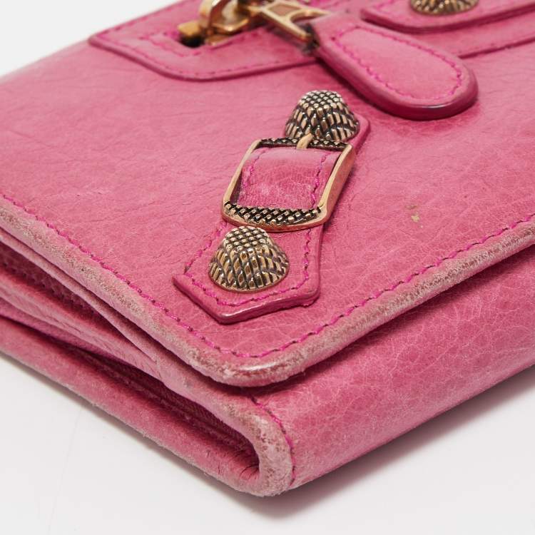 Pre Owned Balenciaga Fuchsia Leather Classic Continental Wallet