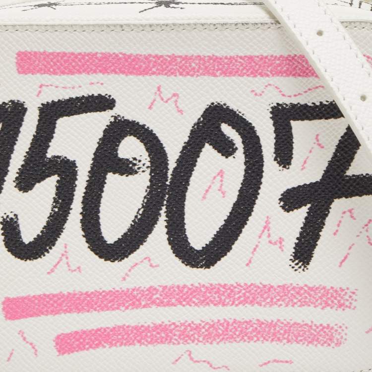 Pre Owned Balenciaga White Graffiti Leather Everyday Crossbody Bag