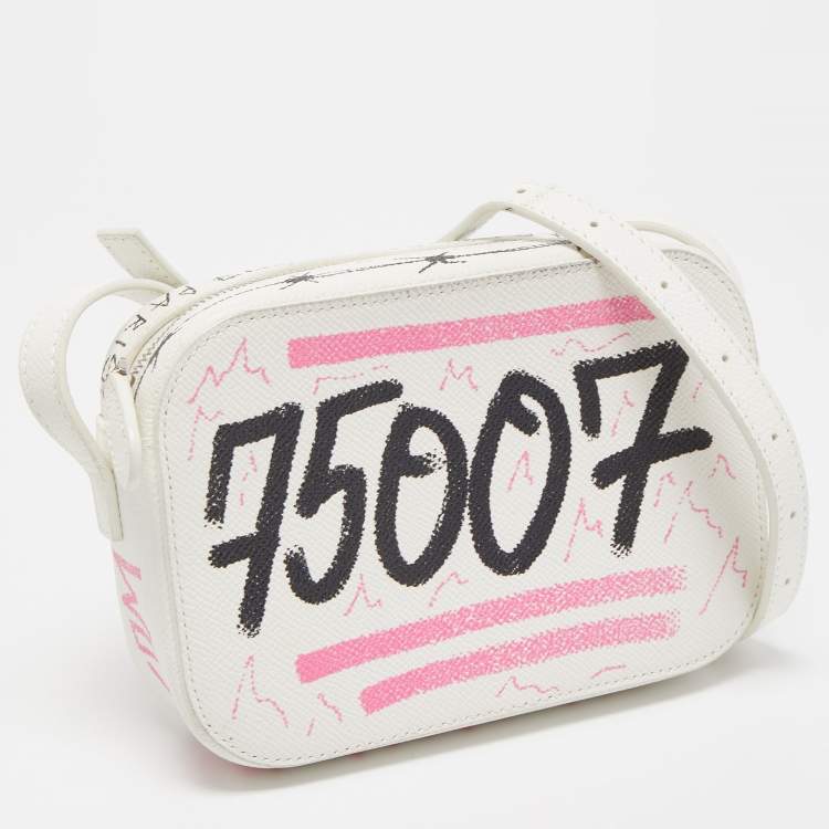 Pre Owned Balenciaga White Graffiti Leather Everyday Crossbody Bag