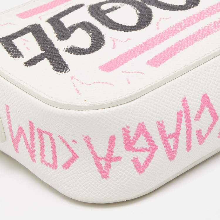 Pre Owned Balenciaga White Graffiti Leather Everyday Crossbody Bag