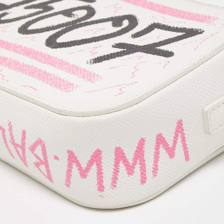 Pre Owned Balenciaga White Graffiti Leather Everyday Crossbody Bag