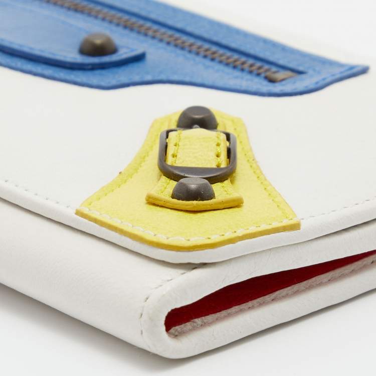 Pre Owned Balenciaga Tri Color Leather City Flap Continental Wallet