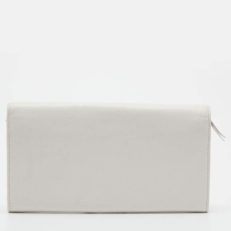 Pre Owned Balenciaga Tri Color Leather City Flap Continental Wallet