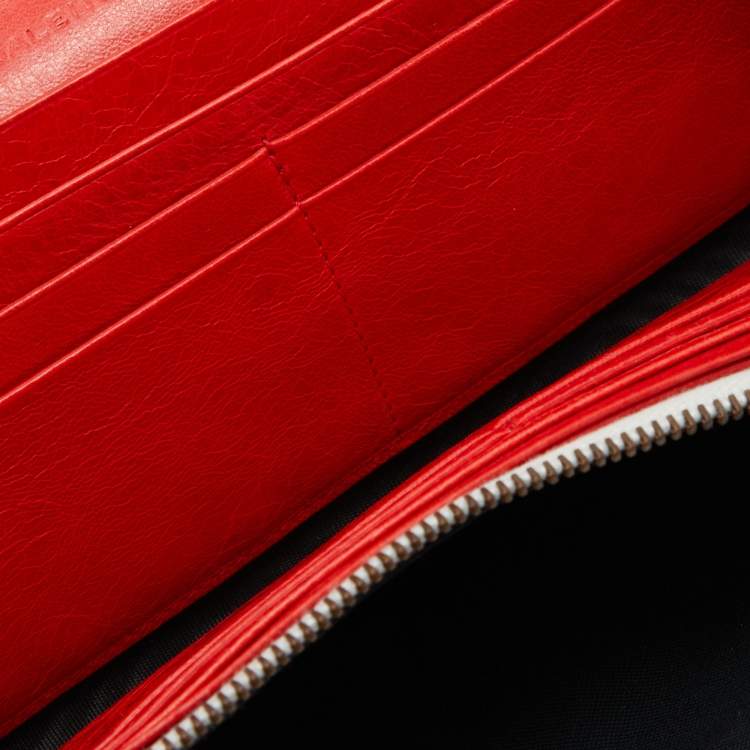 Pre Owned Balenciaga Tri Color Leather City Flap Continental Wallet
