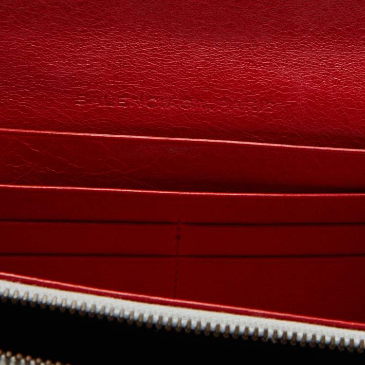 Pre Owned Balenciaga Tri Color Leather City Flap Continental Wallet