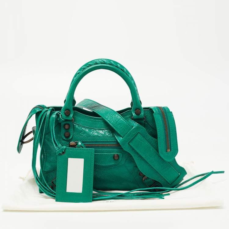 Pre Owned Balenciaga Green Leather Mini RH Classic City Bag