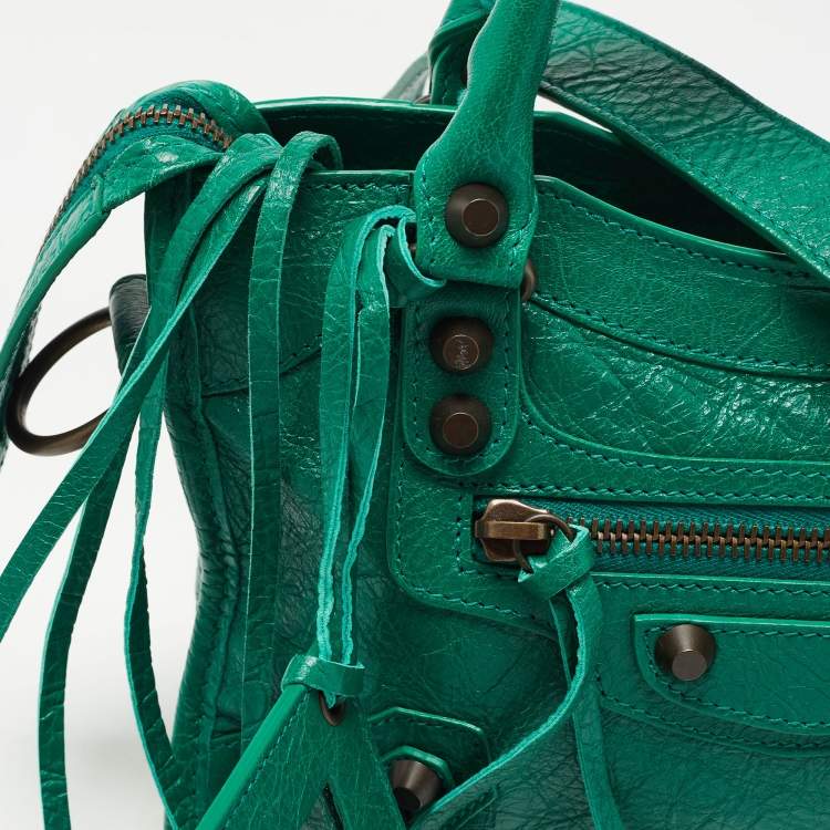 Pre Owned Balenciaga Green Leather Mini RH Classic City Bag