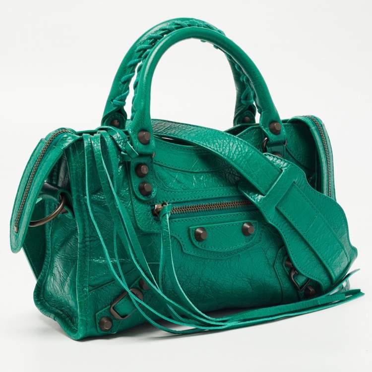 Pre Owned Balenciaga Green Leather Mini RH Classic City Bag