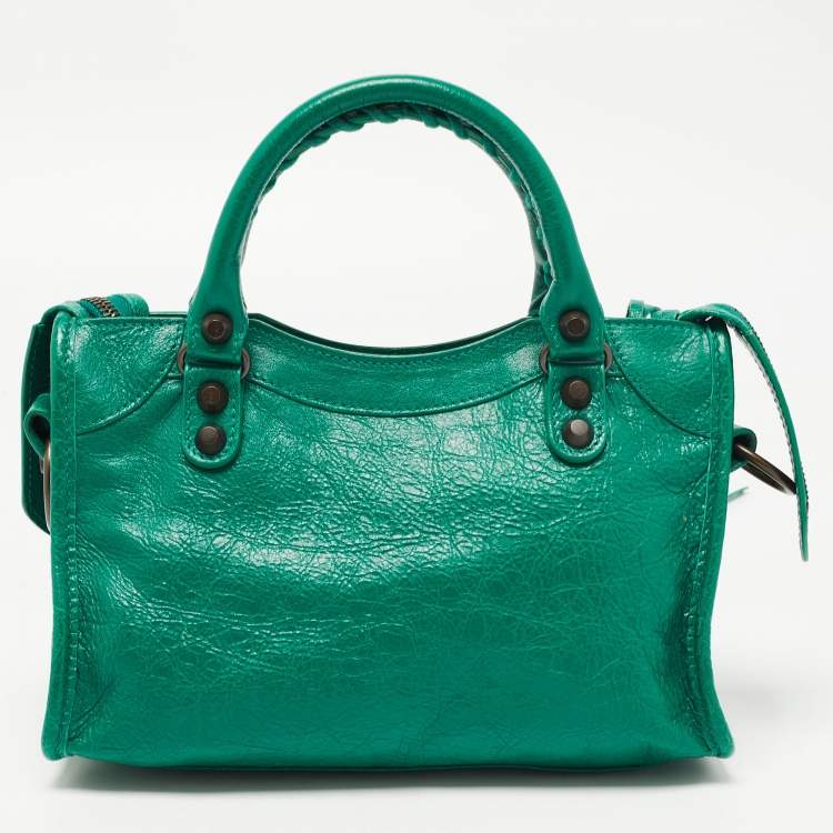 Pre Owned Balenciaga Green Leather Mini RH Classic City Bag