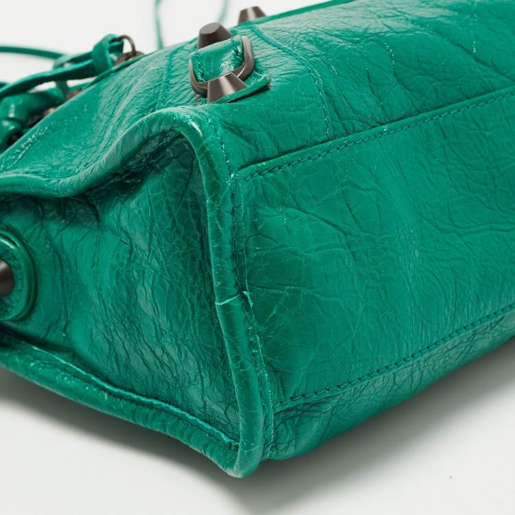 Pre Owned Balenciaga Green Leather Mini RH Classic City Bag