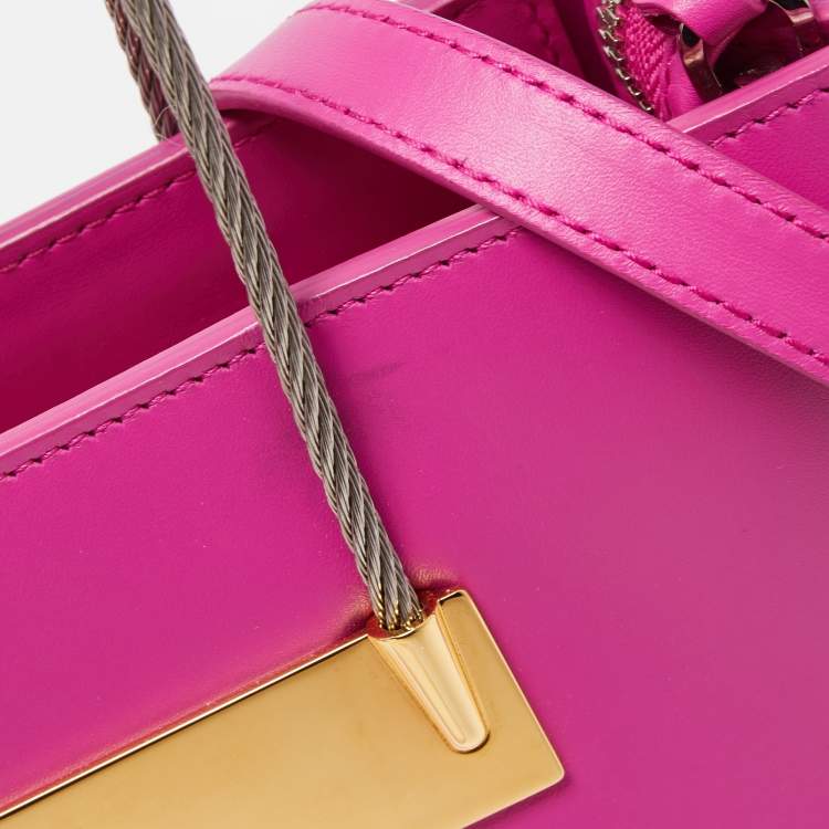 Pre Owned Balenciaga Magenta Leather Small Cable Shopper Tote