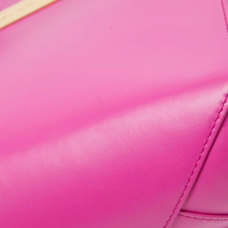 Pre Owned Balenciaga Magenta Leather Small Cable Shopper Tote