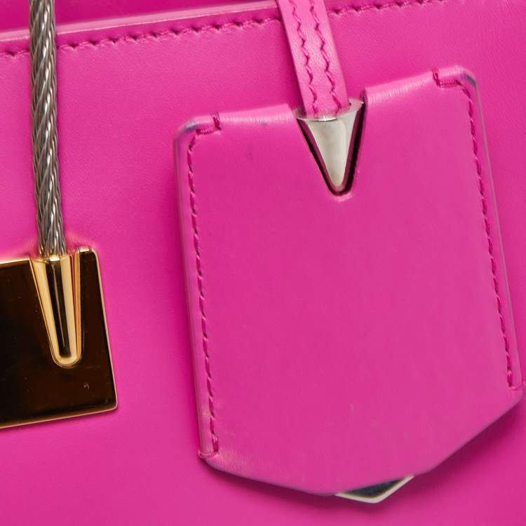 Pre Owned Balenciaga Magenta Leather Small Cable Shopper Tote