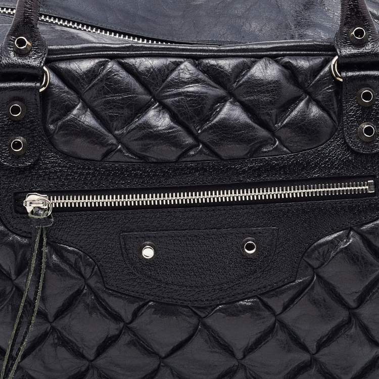 Pre Owned Balenciaga Black Quilted Chevre Leather Matelassé GM Bag