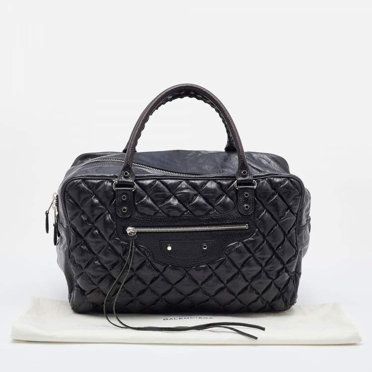 Pre Owned Balenciaga Black Quilted Chevre Leather Matelassé GM Bag