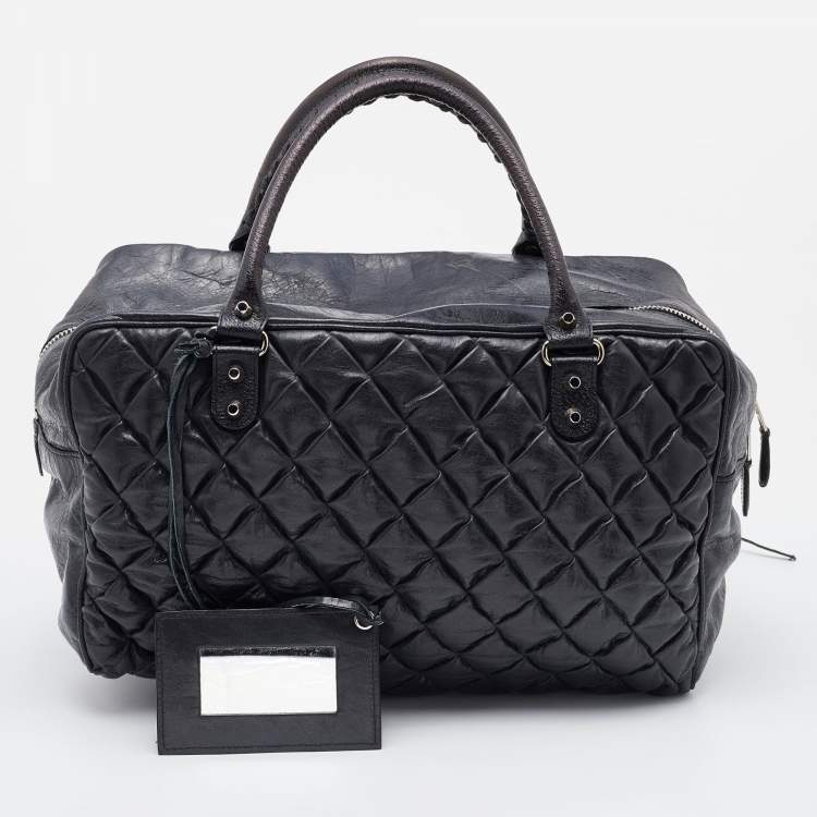 Pre Owned Balenciaga Black Quilted Chevre Leather Matelassé GM Bag