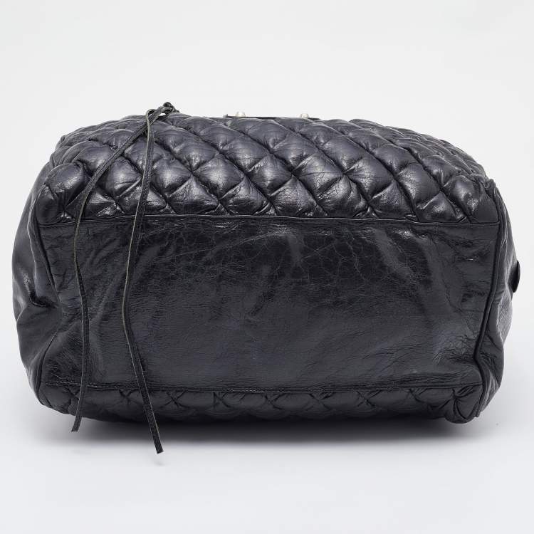 Pre Owned Balenciaga Black Quilted Chevre Leather Matelassé GM Bag
