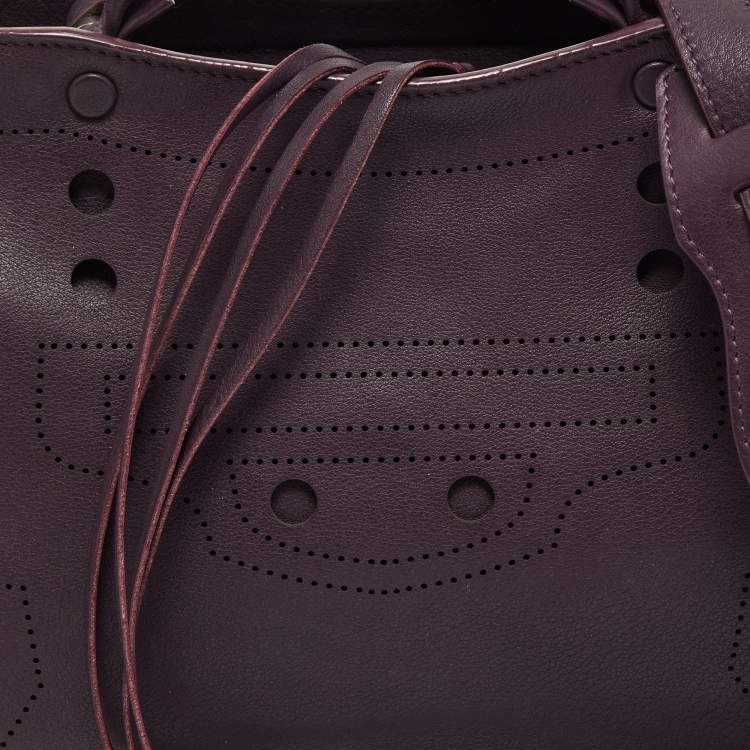 Pre Owned Balenciaga Purple Leather Small Blackout City Tote
