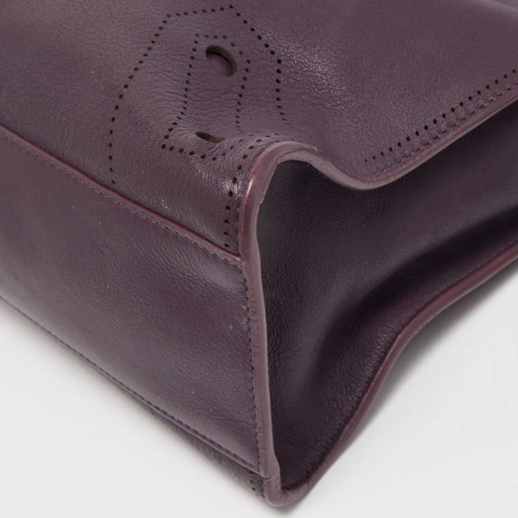 Pre Owned Balenciaga Purple Leather Small Blackout City Tote