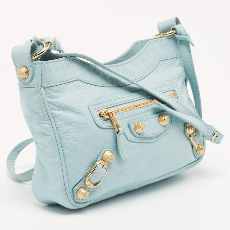 Pre Owned Balenciaga Blue Leather Classic Hip Crossbody Bag