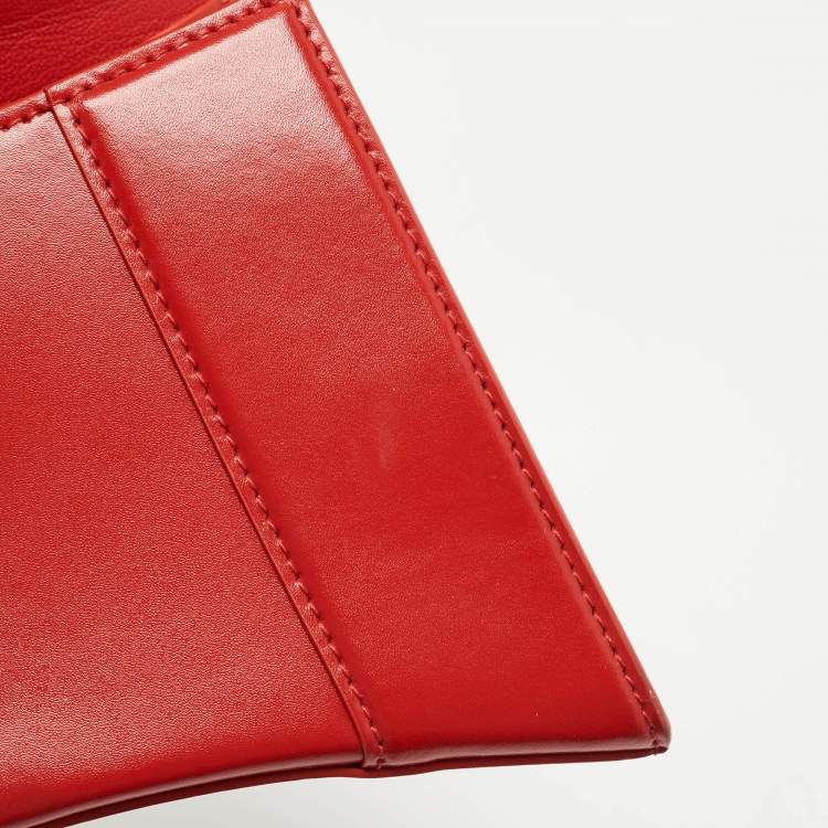 Pre Owned Balenciaga Red Leather Small Hourglass Box Top Handle Bag