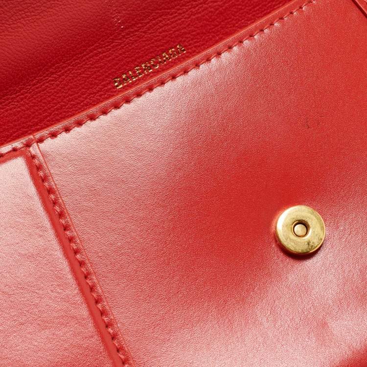 Pre Owned Balenciaga Red Leather Small Hourglass Box Top Handle Bag