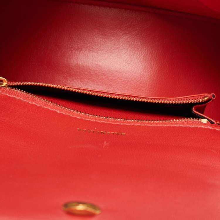 Pre Owned Balenciaga Red Leather Small Hourglass Box Top Handle Bag