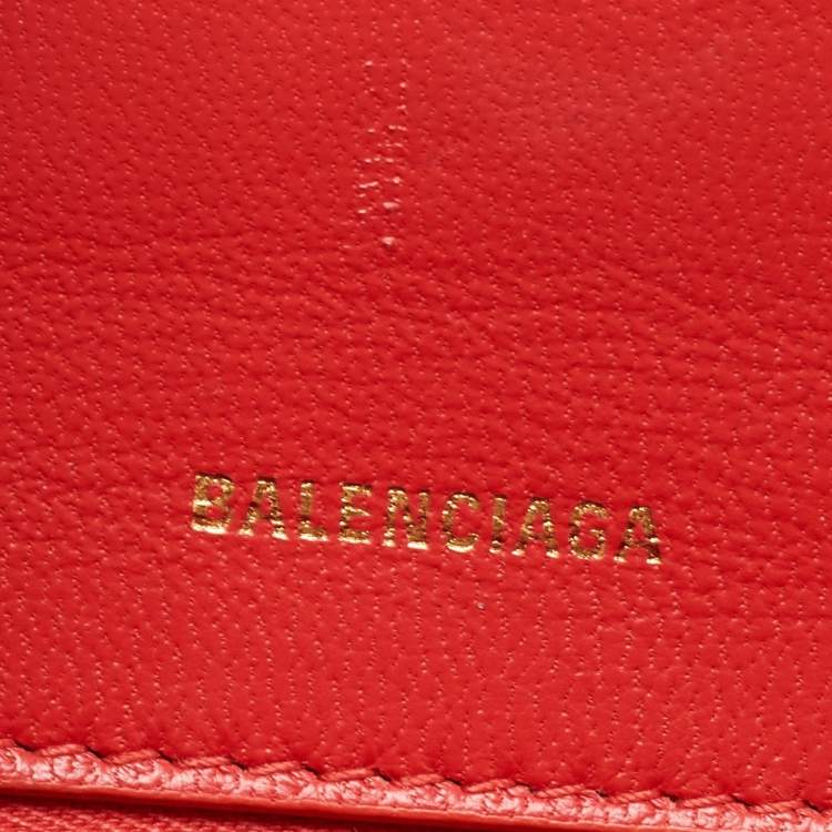 Pre Owned Balenciaga Red Leather Small Hourglass Box Top Handle Bag