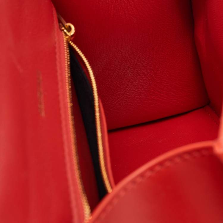 Pre Owned Balenciaga Red Leather Small Hourglass Box Top Handle Bag
