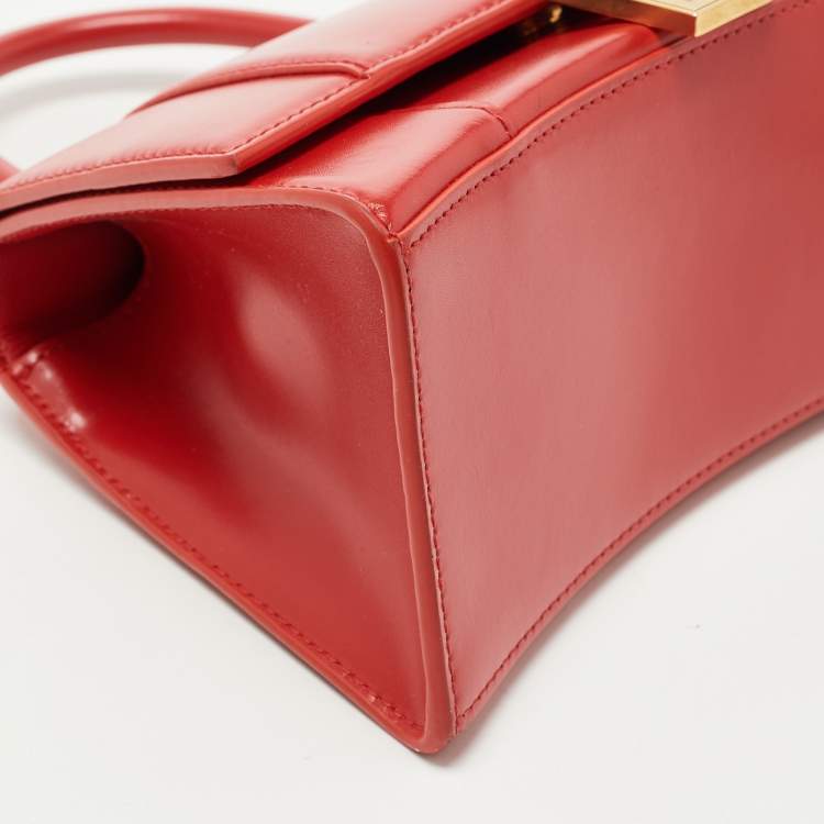 Pre Owned Balenciaga Red Leather Small Hourglass Box Top Handle Bag