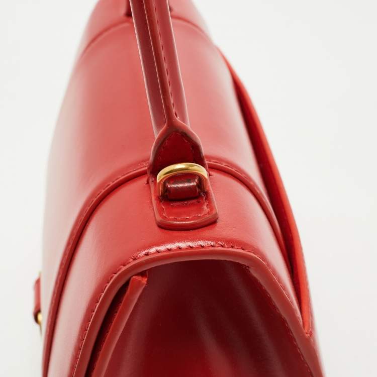 Pre Owned Balenciaga Red Leather Small Hourglass Box Top Handle Bag