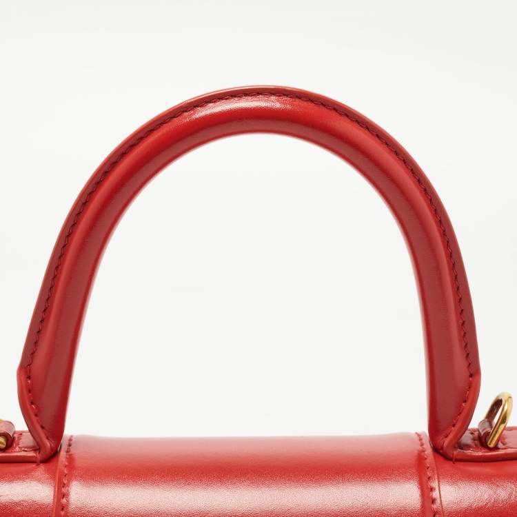 Pre Owned Balenciaga Red Leather Small Hourglass Box Top Handle Bag