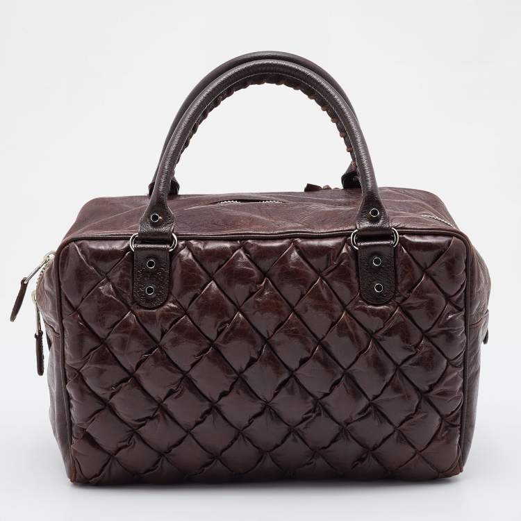 Pre Owned Balenciaga Brown Quilted Matelassé Leather MM Bag