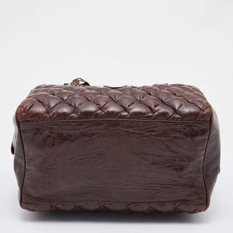 Pre Owned Balenciaga Brown Quilted Matelassé Leather MM Bag