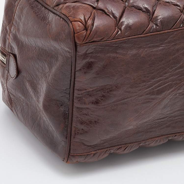 Pre Owned Balenciaga Brown Quilted Matelassé Leather MM Bag