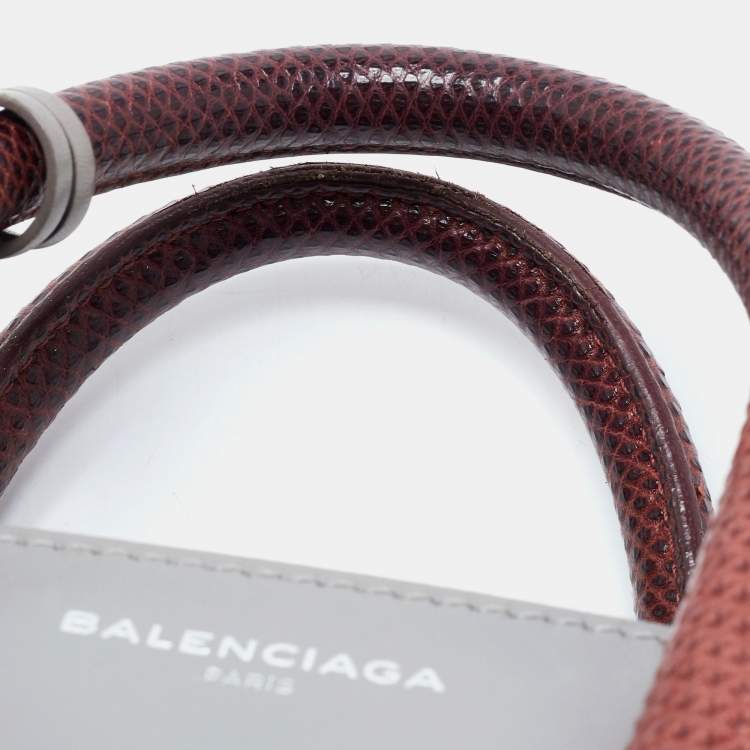 Pre Owned Balenciaga Grey Leather and Lizard Mini Padlock All Afternoon Tote