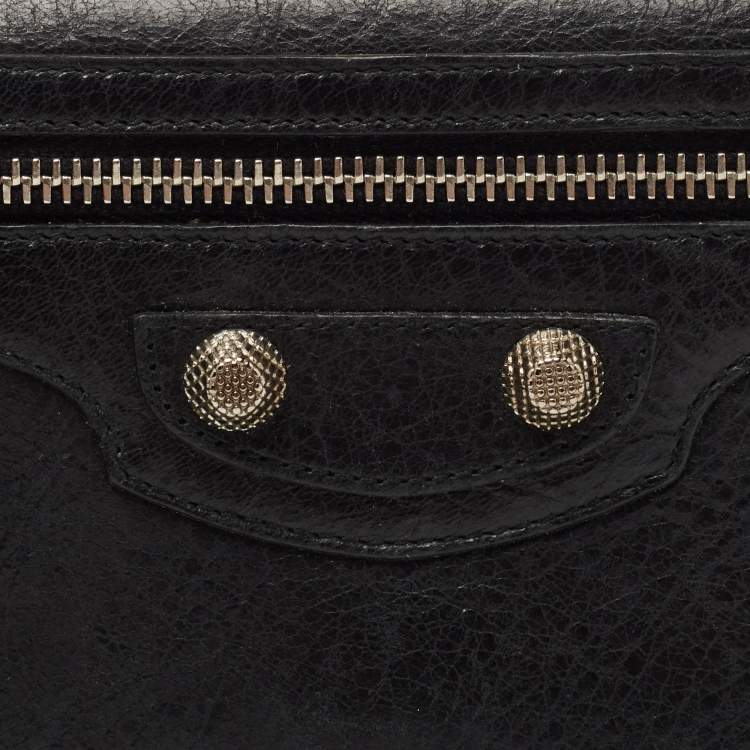 Pre Owned Balenciaga Black Leather City Flap Continental Wallet