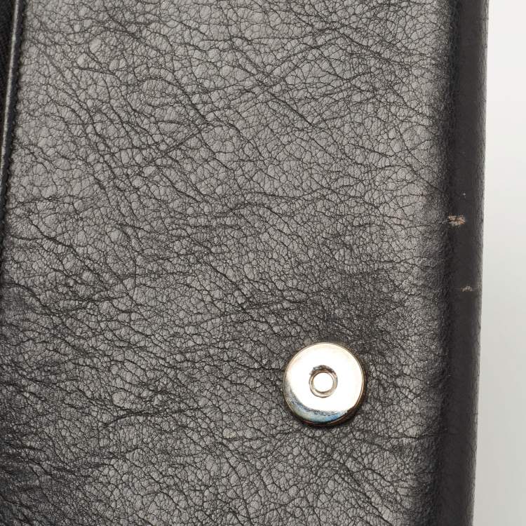 Pre Owned Balenciaga Black Leather City Flap Continental Wallet