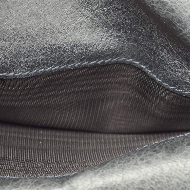 Pre Owned Balenciaga Dark Green Leather French Flap Wallet
